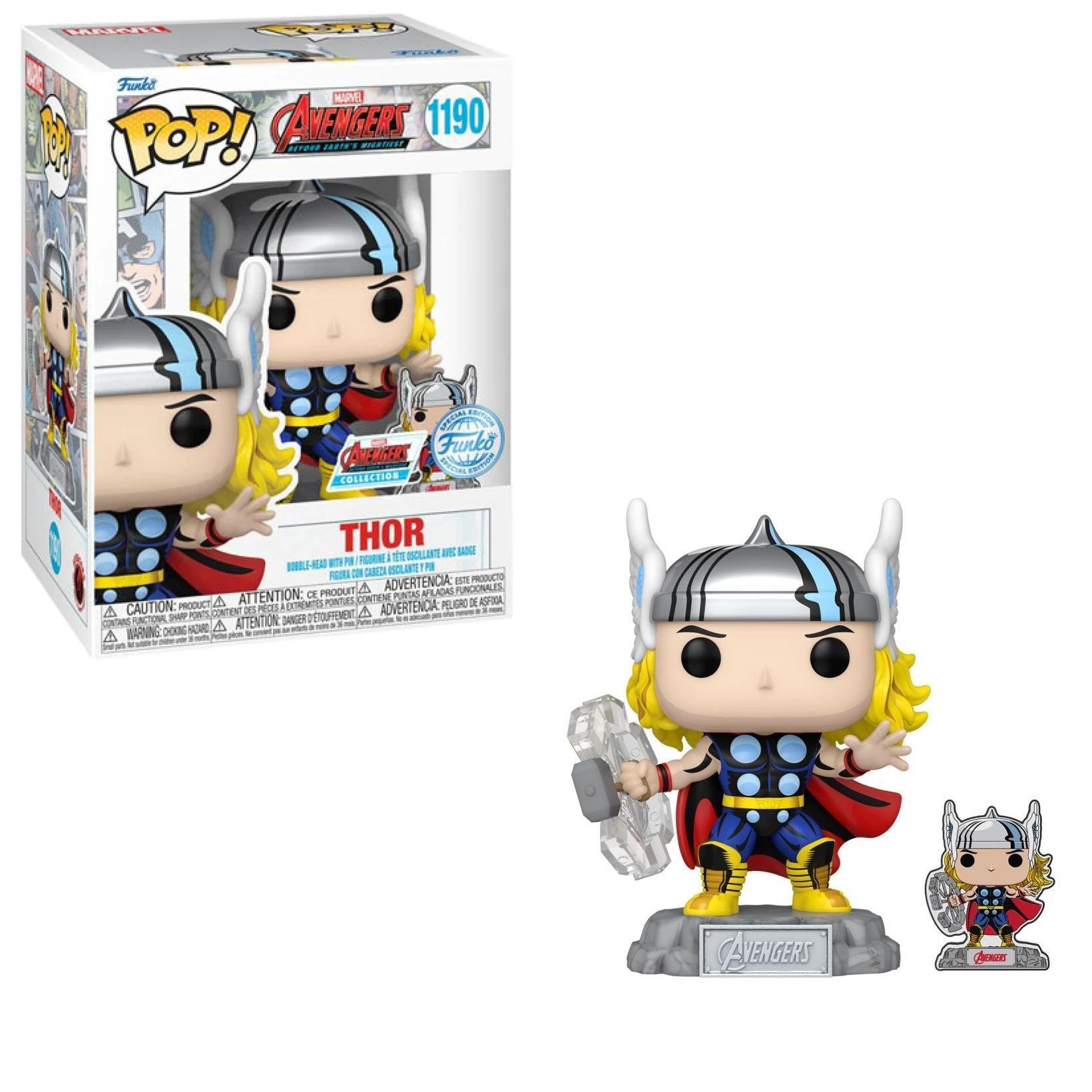 Funko Pop! Marvel: Avengers Beyond Earth's Mightiest Comic - Thor (with  Pin) (Special Edition) #1190 Bobble-Head Vinyl Figure - Wanted