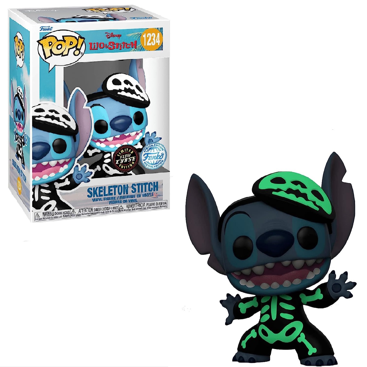 Funko POP! Disney Lilo & Stitch #1234 - Skeleton Stich Glow Chase -  Exclusive Collectible Vinyl Figure